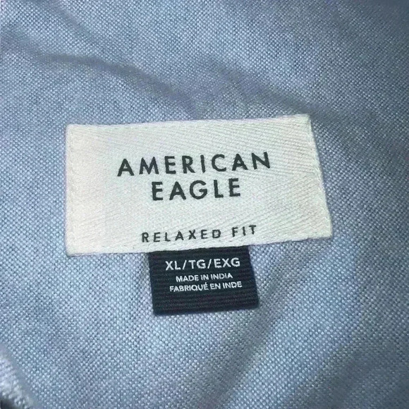 American Eagle Sz XL Relaxed Fit Cotton Button‎ Down Shirt Office Heavyweight - Picture 3 of 8